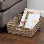 Load image into Gallery viewer, Home Basics Large Faux Rattan Basket with Cut-out Handles, Taupe $10.00 EACH, CASE PACK OF 6
