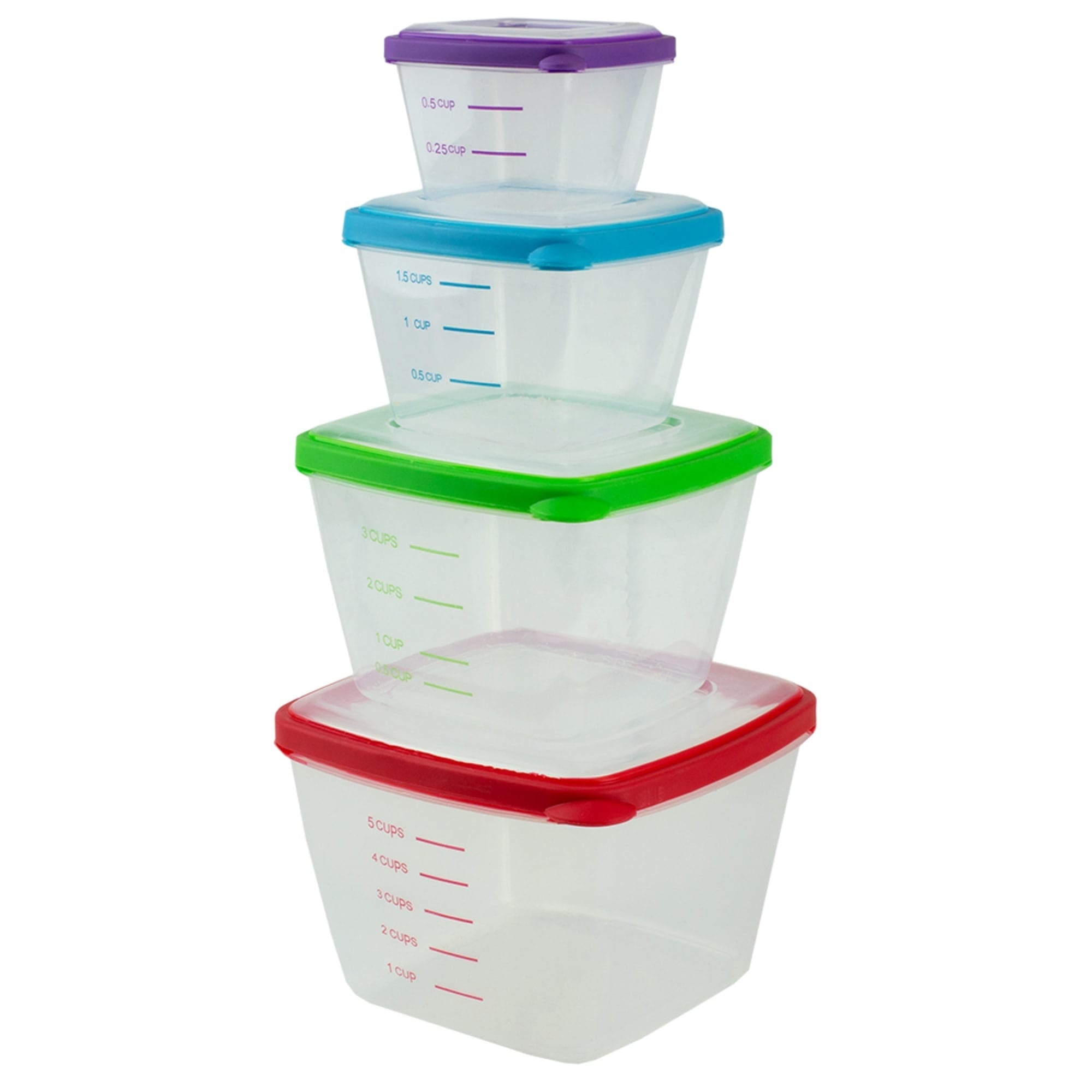 Home Basics 8 Piece Nesting Plastic Food Storage Container Set with Multi-Color Snap-On Lids $5 EACH, CASE PACK OF 12