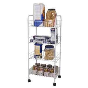 Home Basics 4 Tier Steel Kitchen Trolley, White $15.00 EACH, CASE PACK OF 6