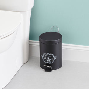 Home Basics 3 LT Paris Le Bain Step On  Steel Waste Bin with Carrying Handle, Black $8.00 EACH, CASE PACK OF 6