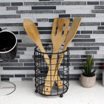 Load image into Gallery viewer, Home Basics Grid Free-Standing Cutlery Holder with Mesh Bottom, Black $4.00 EACH, CASE PACK OF 12
