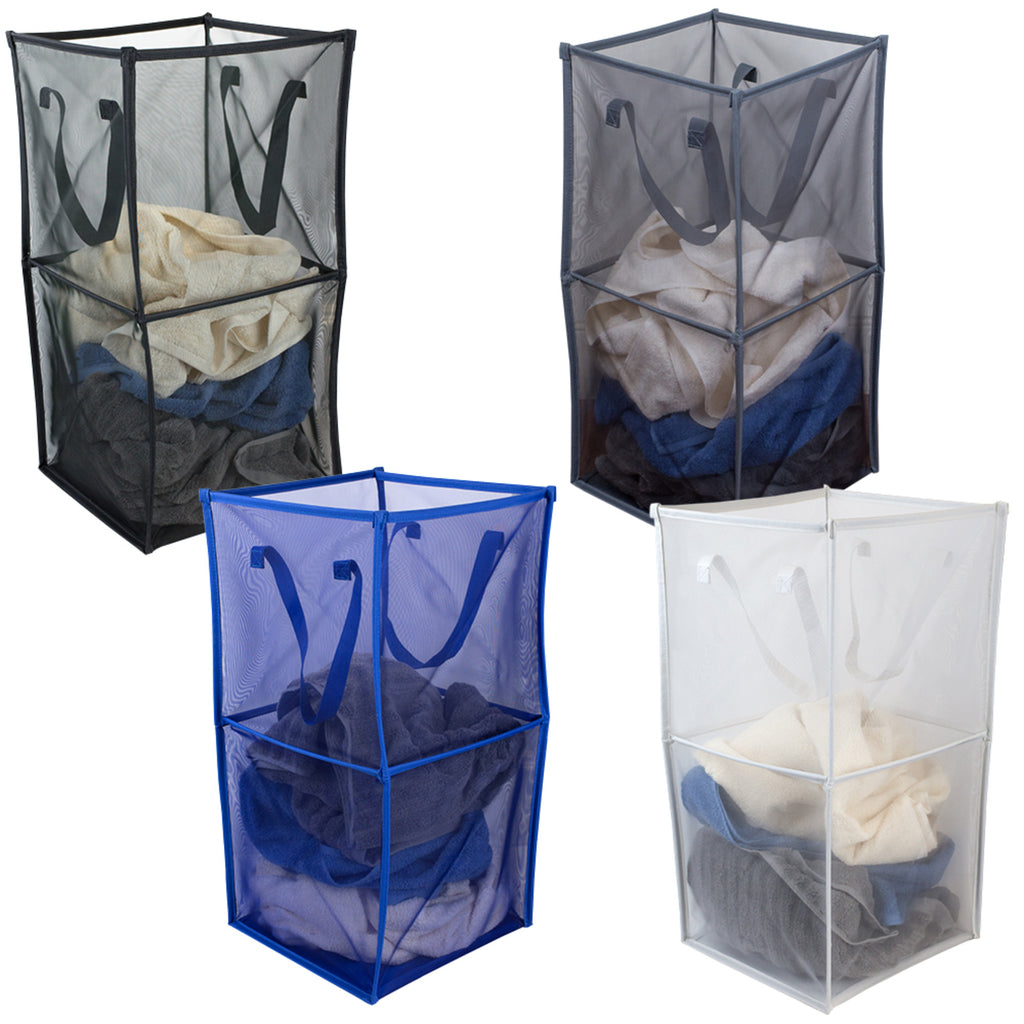 Home Basics Medium Breathable Micro Mesh Collapsible Laundry Cube with Handles - Assorted Colors