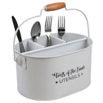 Load image into Gallery viewer, Home Basics Cuisine Collection Tin Utensil Holder with Wood Handle, White $8.00 EACH, CASE PACK OF 6
