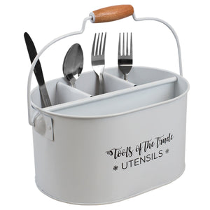 Home Basics Cuisine Collection Tin Utensil Holder with Wood Handle, White $8.00 EACH, CASE PACK OF 6