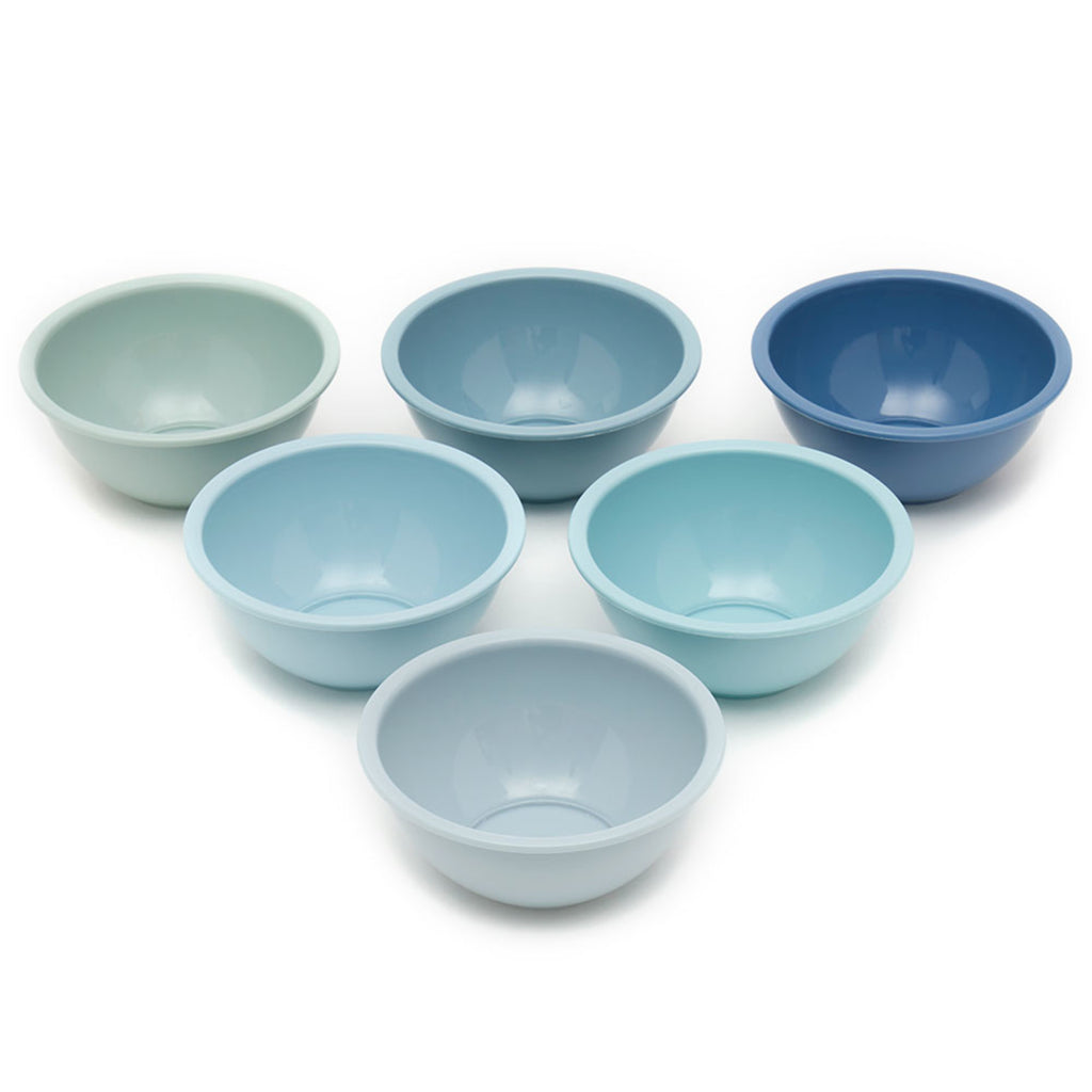 Home Basics Set of 6, Plastic 8 oz. Stacking Pinch Bowl Set, Blue - Multicolored