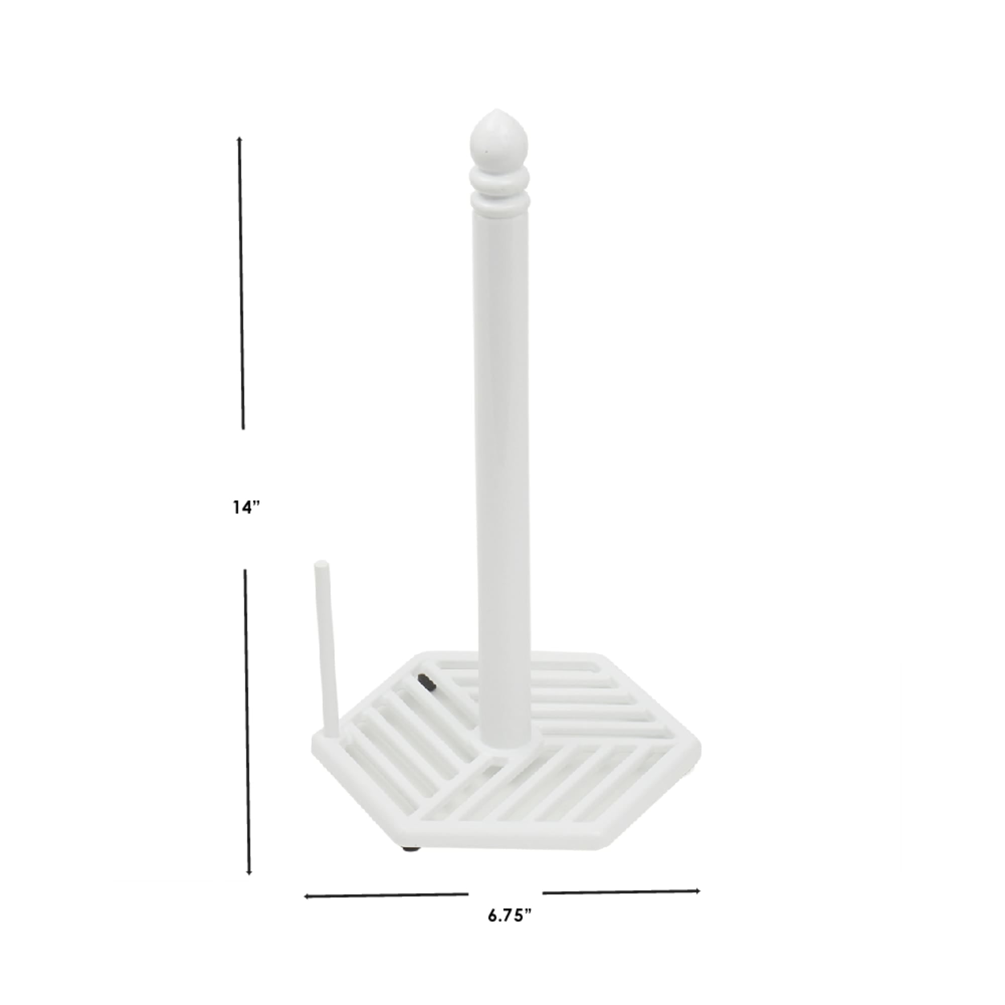 Home Basics Lines Freestanding Cast Iron Paper Towel Holder with Dispensing Side Bar, White $8.00 EACH, CASE PACK OF 3
