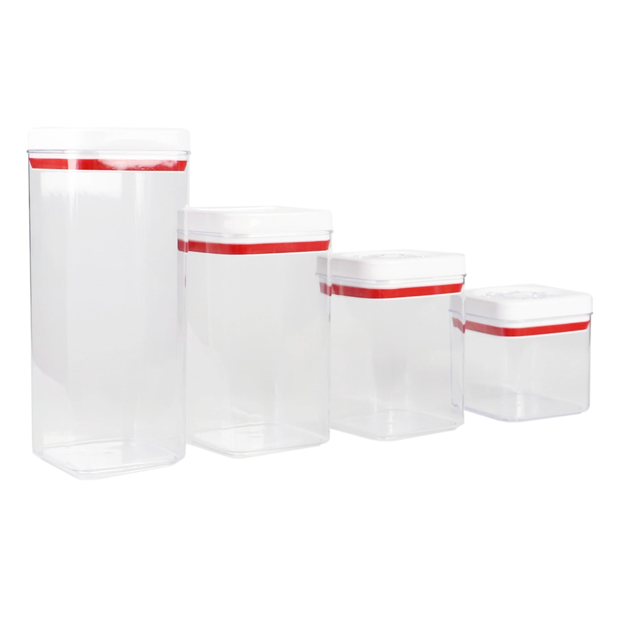 Home Basics 4 Piece Twist N’ Lock Square Canister Set $25.00 EACH, CASE PACK OF 6