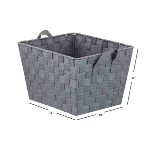 Home Basics Polyester Woven Strap Open Bin, Grey $5.00 EACH, CASE PACK OF 6