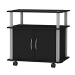 Load image into Gallery viewer, Home Basics Rolling TV Stand with Cabinet, Black $40.00 EACH, CASE PACK OF 1

