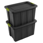 Load image into Gallery viewer, Sterilite 30 Gallon / 114 Liter Latching Tuff1 Tote / Flat Grey lid &amp; base with Soft Fern latches $30.00 EACH, CASE PACK OF 4
