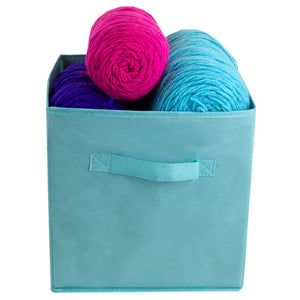 Home Basics Collapsible and Foldable Non-Woven Storage Cube, Turquoise $3.00 EACH, CASE PACK OF 12