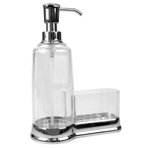 Home Basics Plastic Soap Dispenser with Sponge Compartment, Chrome $6.00 EACH, CASE PACK OF 12