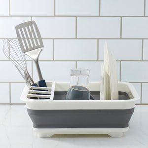 Michael Graves Design Pop Up Collapsible White Plastic and Grey Silicone Dish Rack $6.00 EACH, CASE PACK OF 12