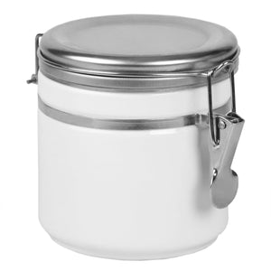 Home Basics 25 oz. Canister with Stainless Steel Top, White $5 EACH, CASE PACK OF 8