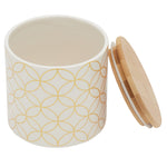 Load image into Gallery viewer, Home Basics Vescia Small Ceramic Canister with Bamboo Top $5.00 EACH, CASE PACK OF 12
