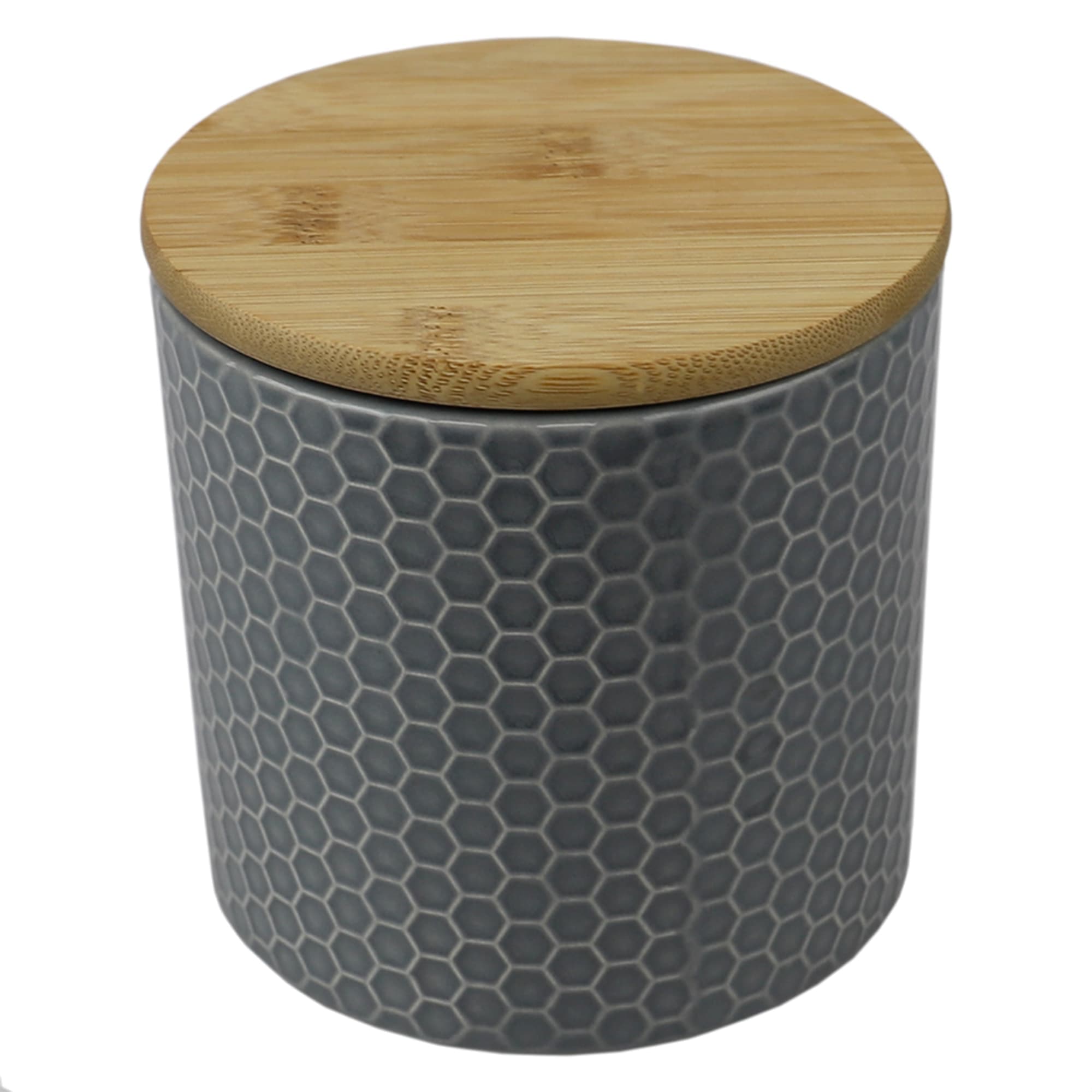 Home Basics Honeycomb Small Ceramic Canister, Grey $5.00 EACH, CASE PACK OF 12