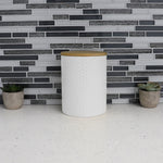Load image into Gallery viewer, Home Basics Honeycomb Medium Ceramic Canister, White $6.00 EACH, CASE PACK OF 12

