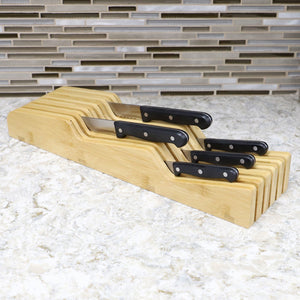 Home Basics Contemporary Wave Horizontal In Drawer Bamboo Knife Block, Natural $15.00 EACH, CASE PACK OF 6