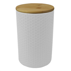 Home Basics Honeycomb Large  Ceramic Canister, White $7.00 EACH, CASE PACK OF 12