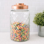 Load image into Gallery viewer, Home Basics Large 5.2 Lt Textured Glass Jar with Gleaming Air-Tight Copper Top $7.00 EACH, CASE PACK OF 3
