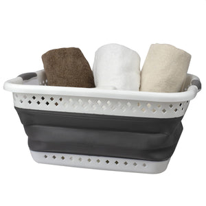 Home Basics Large Capacity Collapsible Plastic Laundry Basket, Grey $15.00 EACH, CASE PACK OF 6