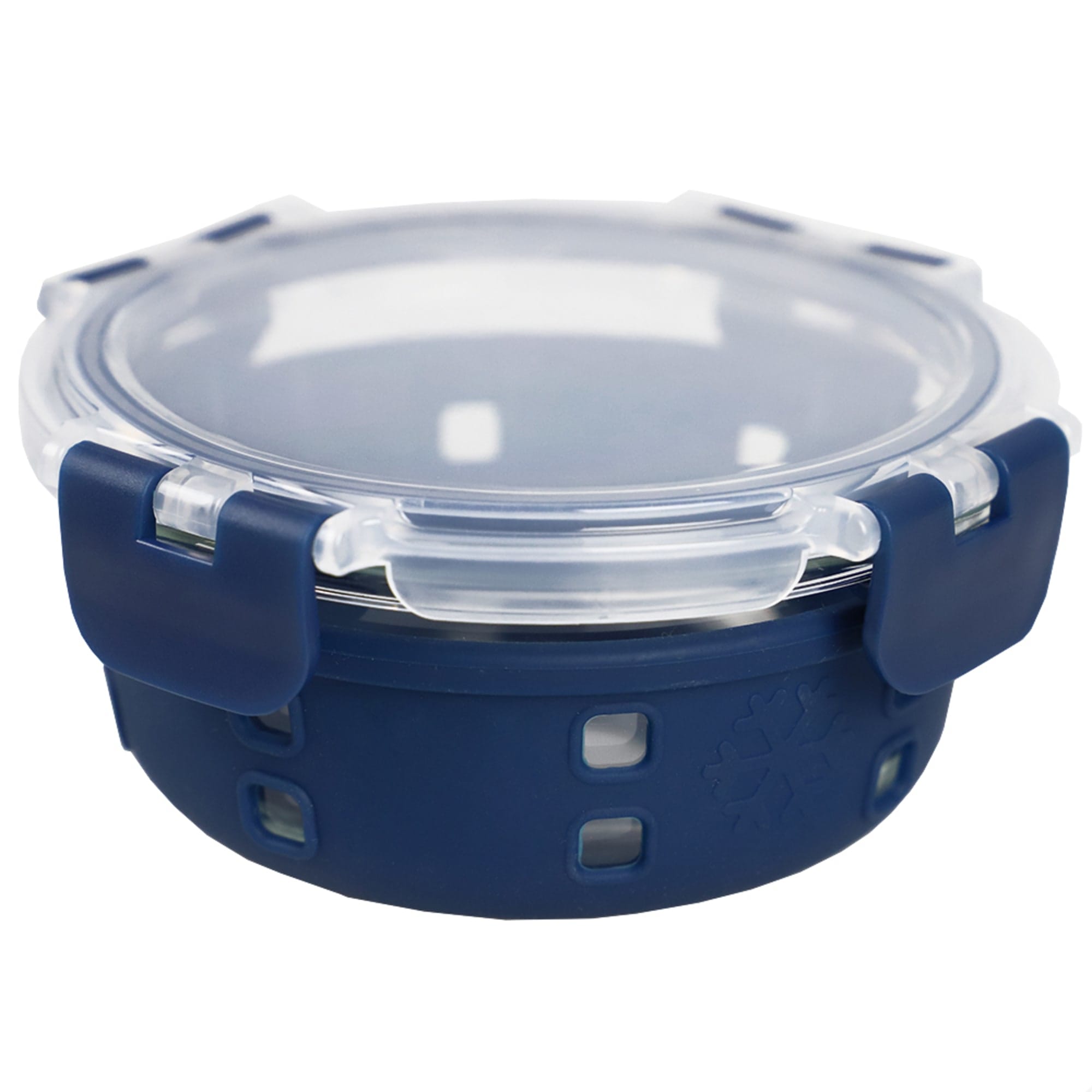 Michael Graves Design Round 13 Ounce High Borosilicate Glass Food Storage Container with Plastic Lid, Indigo $5.00 EACH, CASE PACK OF 12