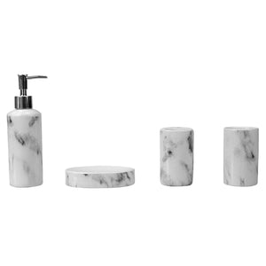 Home Basics Marble Ceramic 4 Piece Bath Accessory Set, White $10.00 EACH, CASE PACK OF 12