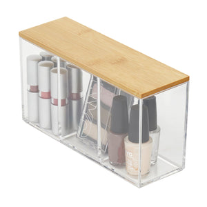 Home Basics Serene Medium 3 Compartment Cosmetic Organizer with Bamboo Lid $8 EACH, CASE PACK OF 12