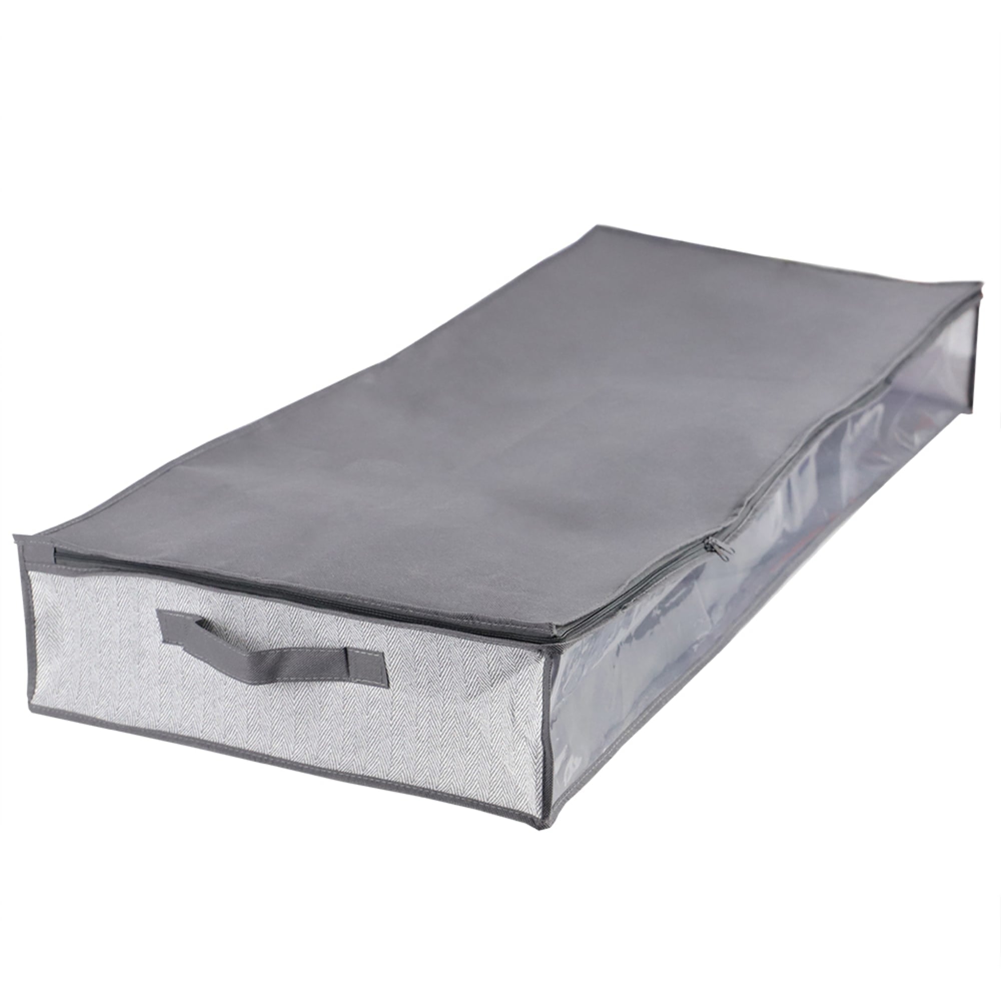 Home Basics Herringbone Non-Woven Under the Bed Storage Bag with See-through Front Panel, Grey $4.00 EACH, CASE PACK OF 12