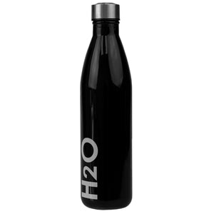 Home Basics H2O 32 oz.  Glass Travel Water Bottle with Easy Twist on Leak Proof Steel Cap - Assorted Colors