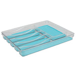 Load image into Gallery viewer, Home Basics 12&quot; x 15&quot; Plastic Cutlery Tray with Rubber-Lined Compartments, Turquoise $10.00 EACH, CASE PACK OF 12
