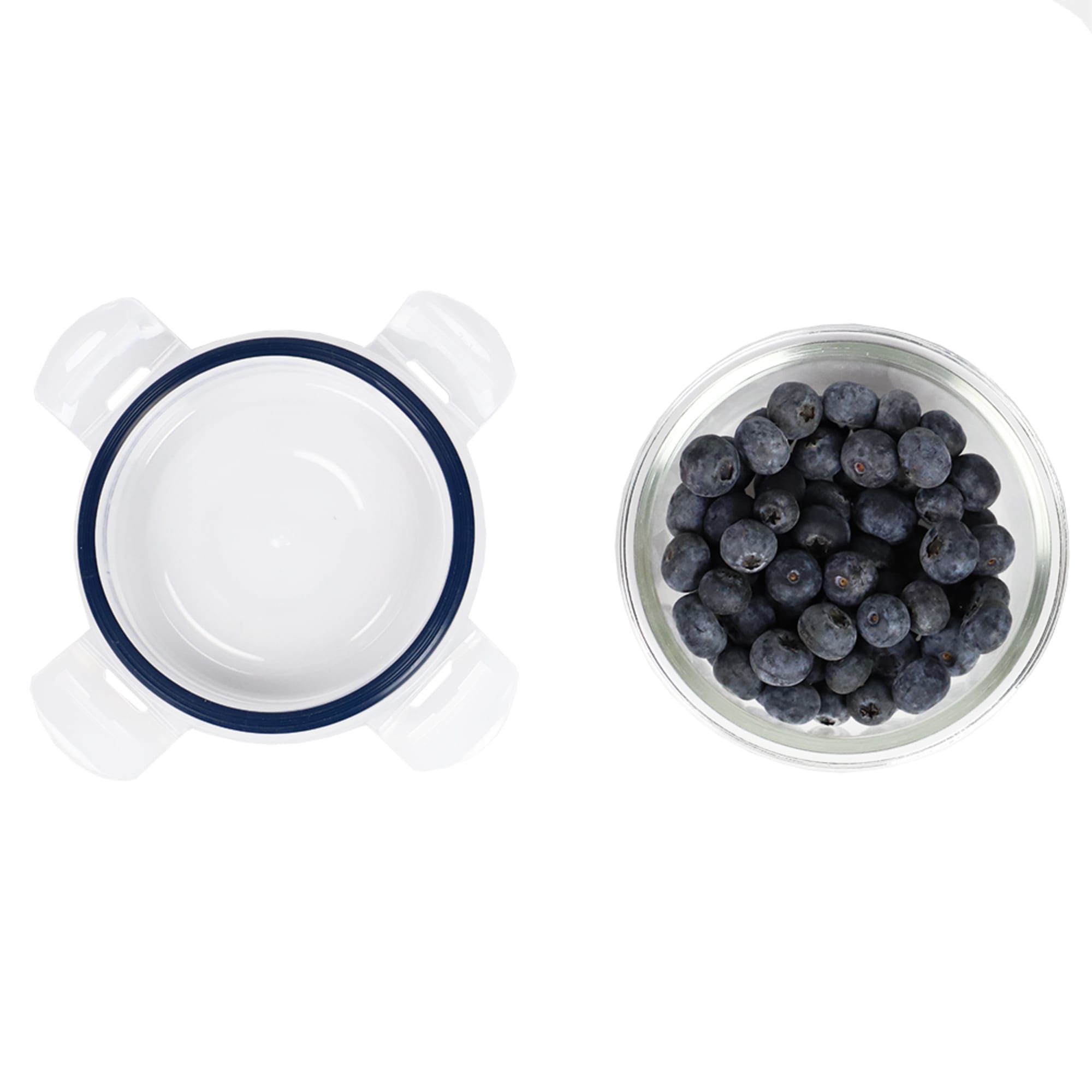 Michael Graves Design 13 Ounce High Borosilicate Glass Round Food Storage Container with Indigo Rubber Seal $3.00 EACH, CASE PACK OF 12