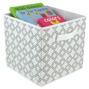 Home Basics Quatrefoil Collapsible Non-Woven Storage Cube, White $3.00 EACH, CASE PACK OF 12