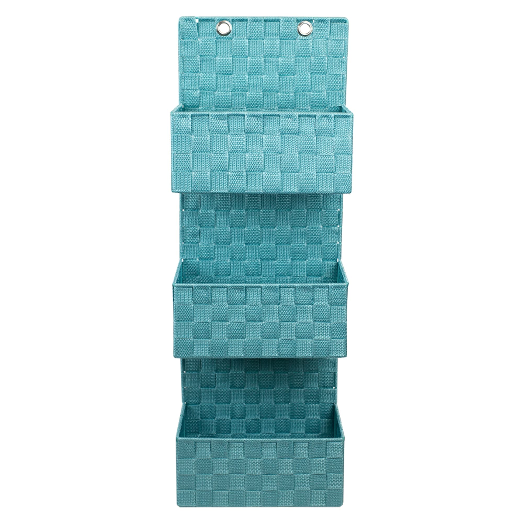 Home Basics 3 Tier Polyester Woven Hanging Bin, Teal $12 EACH, CASE PACK OF 6