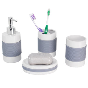 Home Basics 4 Piece Bath Accessory Set With Rubber Grips $10.00 EACH, CASE PACK OF 12