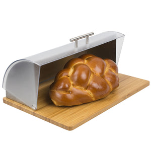 Home Basics Bread Box with Wood Base, Metal Back and Plastic Lid, Natural $30.00 EACH, CASE PACK OF 4