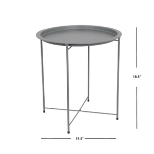 Home Basics Foldable Round Multi-Purpose Side Accent Metal Table, Matte Grey $15.00 EACH, CASE PACK OF 6