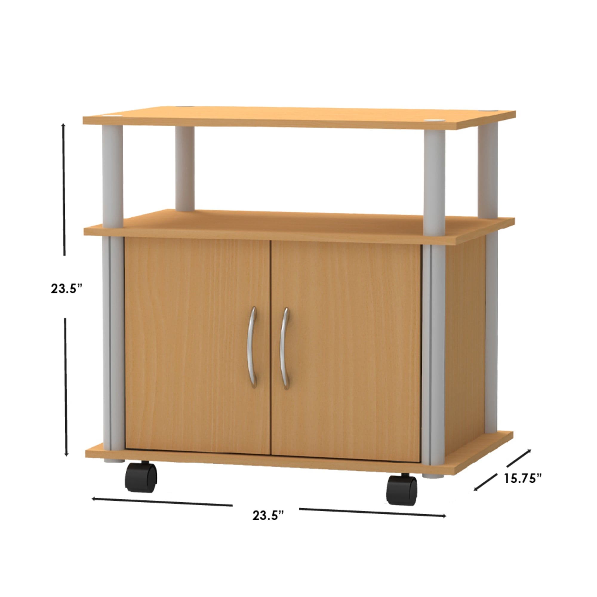 Home Basics Rolling TV Stand with Cabinet, Natural $40.00 EACH, CASE PACK OF 1