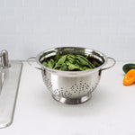Load image into Gallery viewer, Home Basics 5 QT Deep Colander with High Stability Base and Open Handles, Silver $6.00 EACH, CASE PACK OF 12
