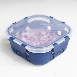 Michael Graves Design Rectangle Large 35 Ounce High Borosilicate Glass Food  Storage Container with Plastic Lid, Indigo, FOOD PREP
