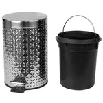 Load image into Gallery viewer, Home Basics Embossed Stainless Steel  3 Lt  Waste Bin, Silver $10.00 EACH, CASE PACK OF 6
