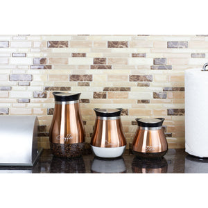 Home Basics 3-Piece Printed Canisters with See-Through Glass Base, Copper $20.00 EACH, CASE PACK OF 4