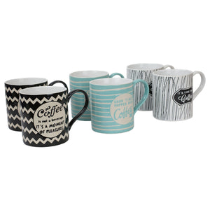Home Basics It's Coffee Time 6 Piece Mug Set with Stand, Multi-Color $15 EACH, CASE PACK OF 6