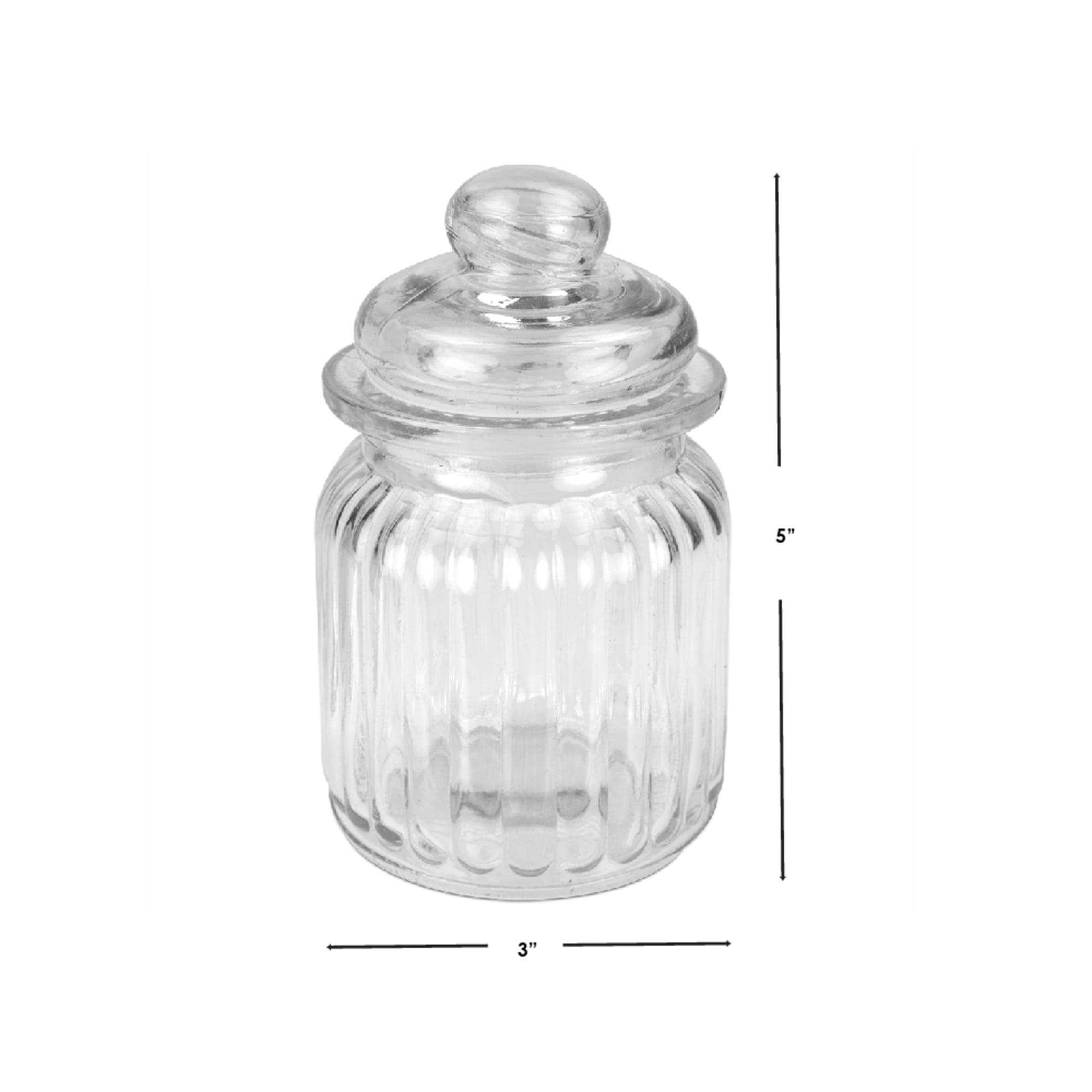 Home Basics Multi-Purpose 8 oz. Rippled Glass Mini Pantry Storage Jar with Dome Lid, Clear $1.50 EACH, CASE PACK OF 48