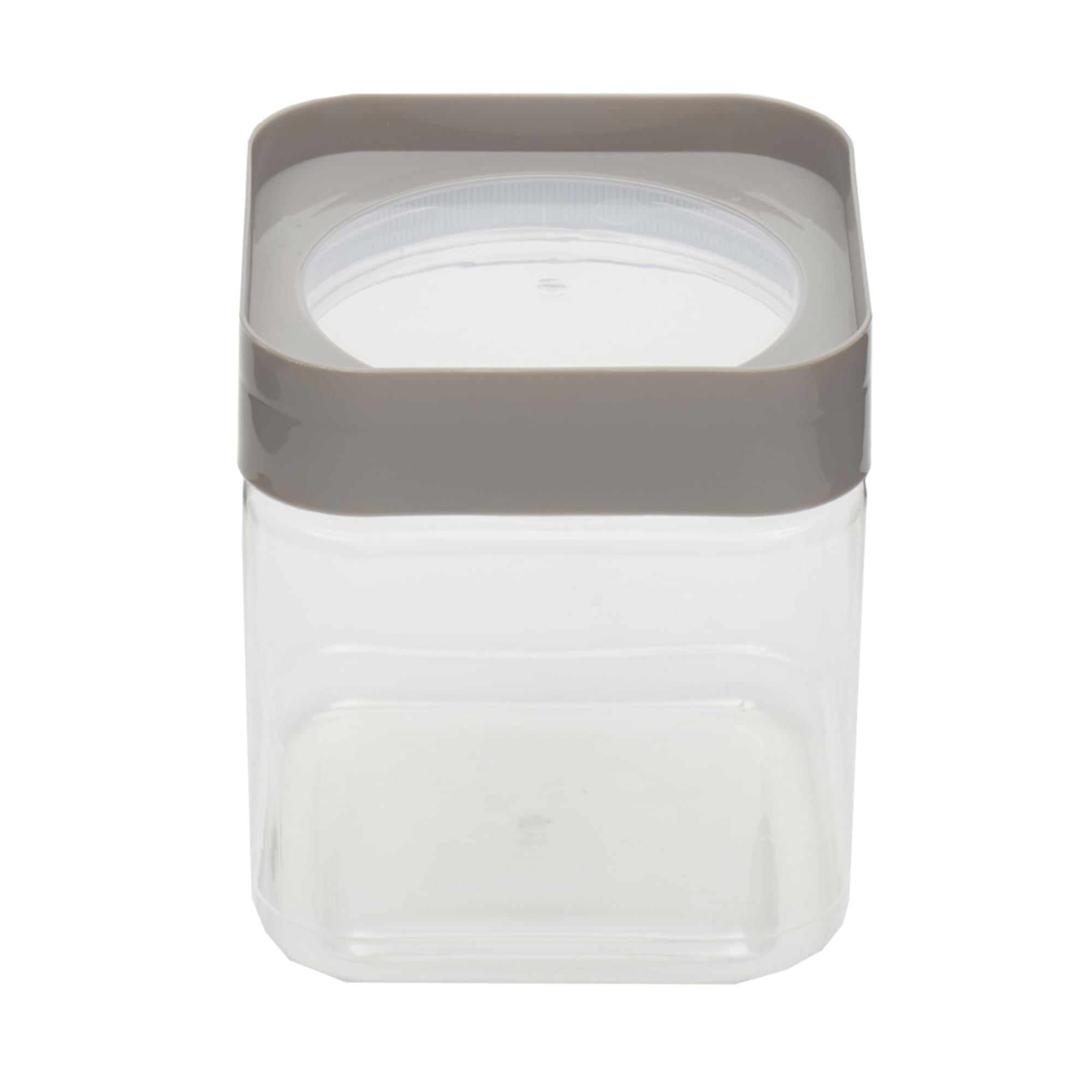 Home Basics Square Stackable Plastic Food Container with Grey Trimmed Lid & Clear Circular Center, 42 oz. $3.00 EACH, CASE PACK OF 12