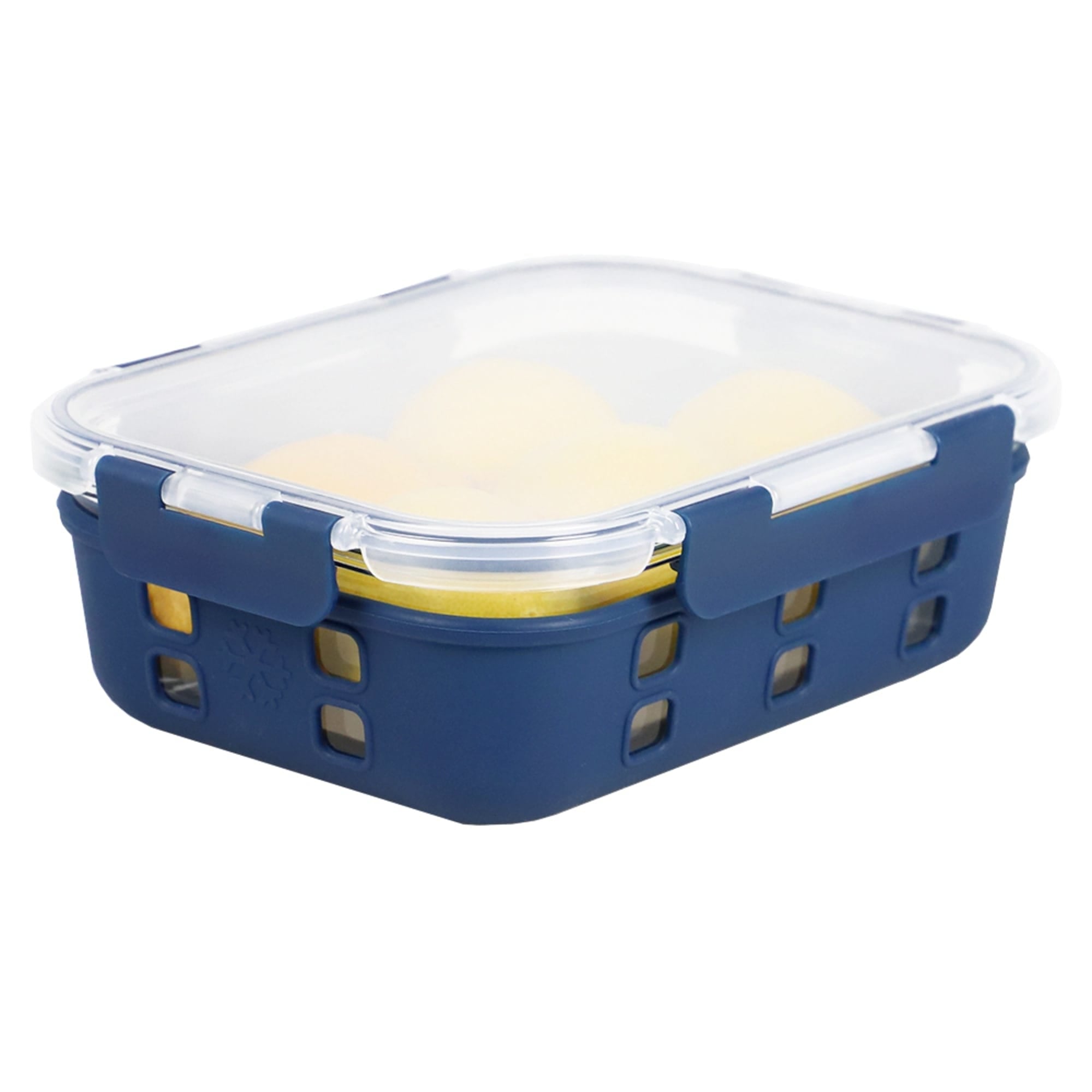 Michael Graves Design Rectangle X-Large 51 Ounce High Borosilicate Glass  Food Storage Container with Plastic Lid, Indigo, FOOD PREP