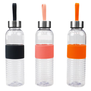 Home Basics 20 Oz. Plastic Travel Bottle with Built-in Carrying Strap and Textured Grip - Assorted Colors