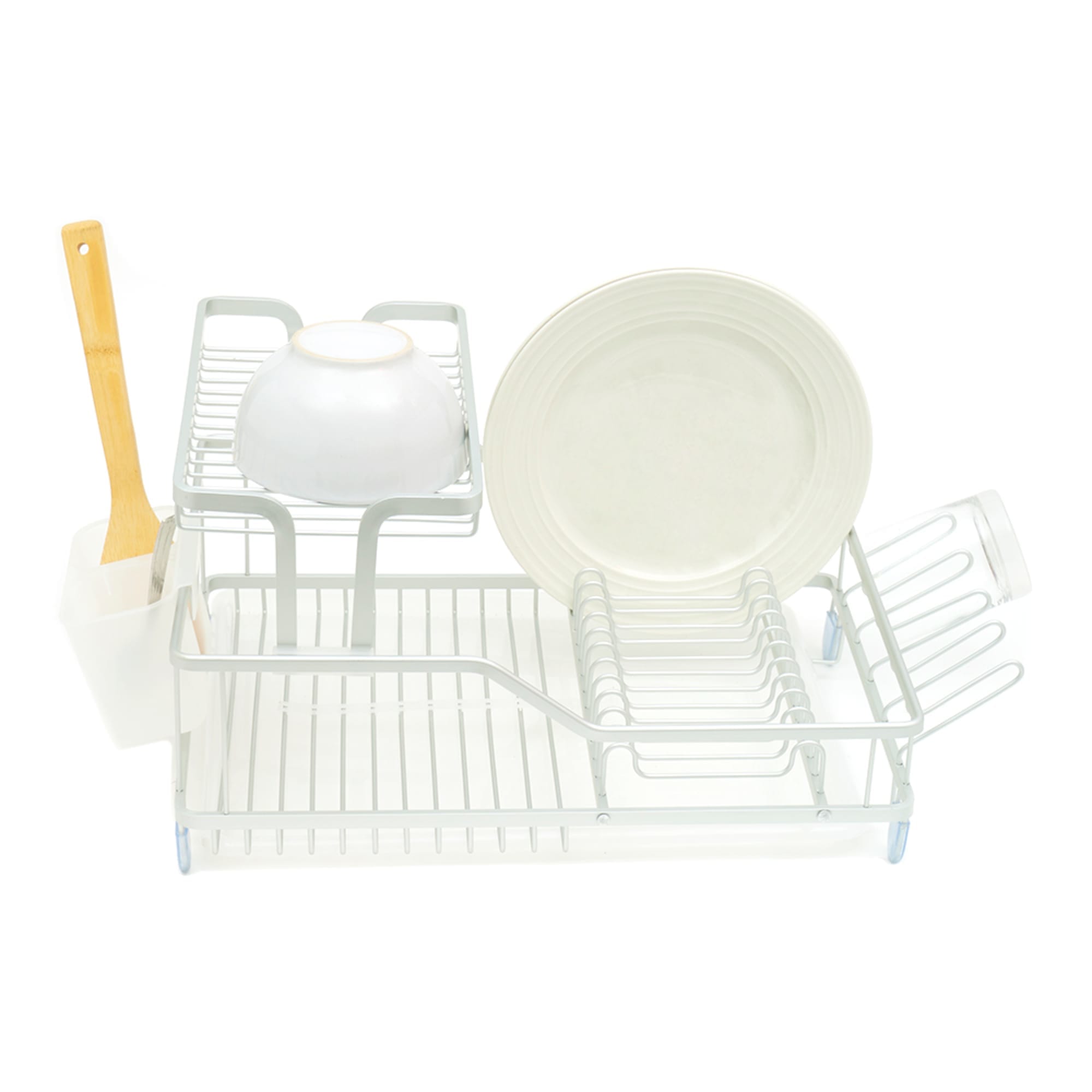 Michael Graves Elevated 2 Tier Dish Rack with Dual Compartment Utensil Holder, Grey $40.00 EACH, CASE PACK OF 4