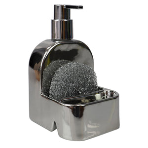 Home Basics 8oz. Ceramic Soap Dispenser with Dual Compartment Sponge Holder $6.00 EACH, CASE PACK OF 12