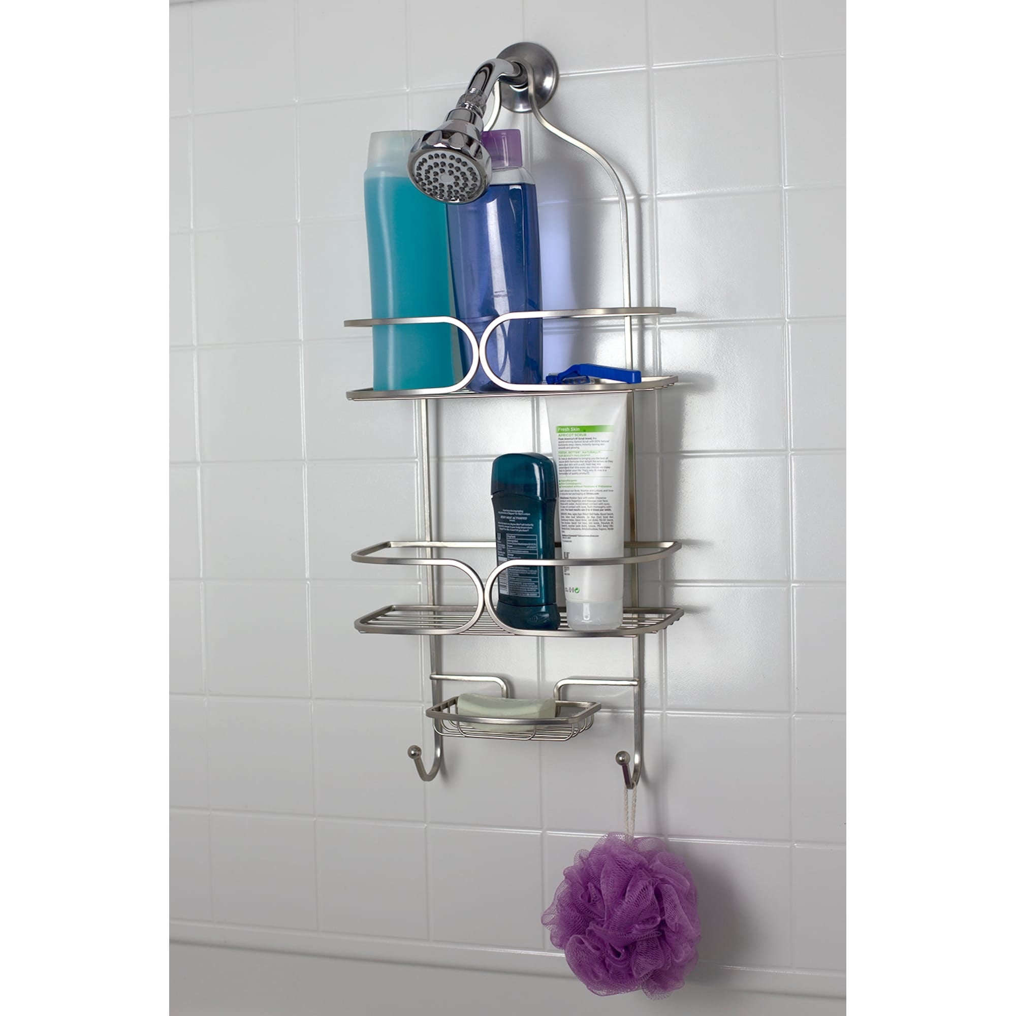 Home Basics Essence Shower Caddy, Satin Nickel, SHOWER